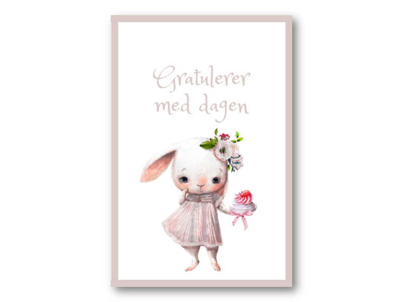 50 stk | Gratulerer med dagen kanin | 10x15 cm